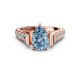 Rose gold Fancy Blue Pear  Cut Diamond Pavé Band Solitaire with Four-Prong Setting_15