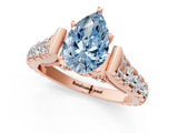 Rose gold Fancy Blue Pear  Cut Diamond Pavé Band Solitaire with Four-Prong Setting_16