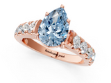 Rose gold Fancy Blue Pear  Cut Diamond Pavé Band Solitaire with Four-Prong Setting_4