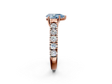 Rose gold Fancy Blue Pear  Cut Diamond Pavé Band Solitaire with Four-Prong Setting_5