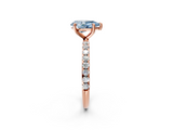 Rose gold Fancy Blue Pear  Cut Diamond Pavé Band Solitaire with Four-Prong Setting_5