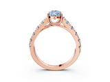 Rose gold Fancy Blue Pear  Cut Diamond Pavé Band Solitaire with Four-Prong Setting_6