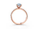 Rose gold Fancy Blue Pear  Cut Diamond Pavé Band Solitaire with Four-Prong Setting_6