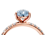 Rose gold Fancy Blue Pear  Cut Diamond Pavé Band Solitaire with Four-Prong Setting_7