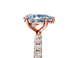 Rose gold Fancy Blue Pear  Cut Diamond Pavé Band Solitaire with Four-Prong Setting_8