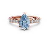 Rose gold Fancy Blue Pear  Cut Diamond Pavé Band with Four-Prong Setting_20