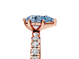 Rose gold Fancy Blue Pear  Cut Diamond Pavé Band with Four-Prong Setting_25