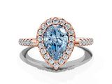 Rose gold Fancy Blue Pear Cut Diamond Pavé Halo Ring with Four-Prong Setting_36