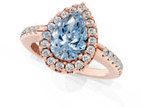 Rose gold Fancy Blue Pear Cut Diamond Pavé Halo Ring with Four-Prong Setting_37