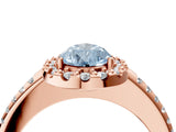 Rose gold Fancy Blue Pear Cut Diamond Pavé Halo Ring with Four-Prong Setting_40