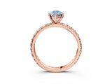 Rose gold Fancy Blue Pear Cut Diamond Pavé Solitaire Ring with Round Band and Prong Setting_15