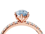 Rose gold Fancy Blue Pear Cut Diamond Pavé Solitaire Ring with Round Band and Prong Setting_16