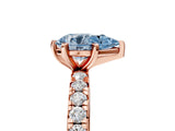 Rose gold Fancy Blue Pear Cut Diamond Pavé Solitaire Ring with Round Band and Prong Setting_17