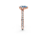 Rose gold Fancy Blue Pear Cut Diamond Pavé Solitaire Ring with Round Band and Prong Setting_26