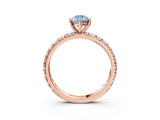 Rose gold Fancy Blue Pear Cut Diamond Pavé Solitaire Ring with Round Band and Prong Setting_27