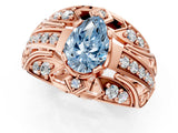 Rose gold Fancy Blue Pear Cut Diamond Pave Art Deco Split Shank Ring with Four-Prong Setting_1