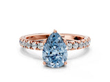 Rose gold Fancy Blue Pear Cut Diamond Pave Band Solitaire Ring with Four-Prong Setting_58