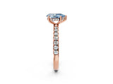 Rose gold Fancy Blue Pear Cut Diamond Pave Band Solitaire Ring with Four-Prong Setting_60
