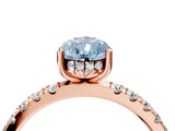 Rose gold Fancy Blue Pear Cut Diamond Pave Band Solitaire Ring with Four-Prong Setting_62