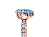 Rose gold Fancy Blue Pear Cut Diamond Pave Band Solitaire Ring with Four-Prong Setting_63