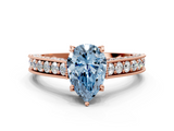 Rose gold Fancy Blue Pear  Cut Diamond Pave Band with Four-Prong Setting_36