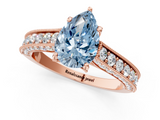 Rose gold Fancy Blue Pear  Cut Diamond Pave Band with Four-Prong Setting_37