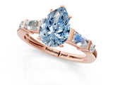 Rose gold Fancy Blue Pear  Cut Diamond Ring with Baguette Side Stones, Channel Set Band, and Four-Prong Setting_25