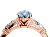 Rose gold Fancy Blue Pear  Cut Diamond Ring with Baguette Side Stones, Channel Set Band, and Four-Prong Setting_28