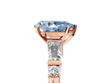 Rose gold Fancy Blue Pear  Cut Diamond Ring with Baguette Side Stones, Channel Set Band, and Four-Prong Setting_29