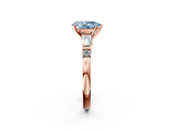 Rose gold Fancy Blue Pear  Cut Diamond Ring with Baguette Side Stones, Channel Set Band, and Four-Prong Setting_5