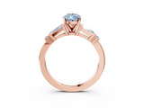 Rose gold Fancy Blue Pear  Cut Diamond Ring with Baguette Side Stones, Channel Set Band, and Four-Prong Setting_6