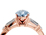Rose gold Fancy Blue Pear  Cut Diamond Ring with Baguette Side Stones, Channel Set Band, and Four-Prong Setting_7