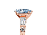Rose gold Fancy Blue Pear  Cut Diamond Ring with Baguette Side Stones, Channel Set Band, and Four-Prong Setting_8