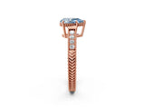 Rose gold Fancy Blue Pear Cut Diamond Ring with Milgrain Pavé Band and Four-Prong Setting_23