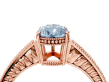 Rose gold Fancy Blue Pear Cut Diamond Ring with Milgrain Pavé Band and Four-Prong Setting_25