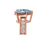 Rose gold Fancy Blue Pear Cut Diamond Ring with Milgrain Pavé Band and Four-Prong Setting_26