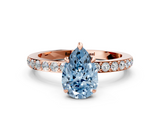 Rose gold Fancy Blue Pear  Cut Diamond Ring with Pavé Band and Four-Prong Setting_26