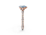Rose gold Fancy Blue Pear  Cut Diamond Ring with Pavé Band and Four-Prong Setting_28