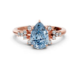 Rose gold Fancy Blue Pear Cut Diamond Ring with Side Stones and Four-Prong Setting_125
