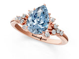 Rose gold Fancy Blue Pear Cut Diamond Ring with Side Stones and Four-Prong Setting_126