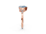 Rose gold Fancy Blue Pear Cut Diamond Ring with Side Stones and Four-Prong Setting_127