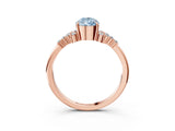 Rose gold Fancy Blue Pear Cut Diamond Ring with Side Stones and Four-Prong Setting_128