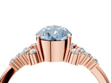 Rose gold Fancy Blue Pear Cut Diamond Ring with Side Stones and Four-Prong Setting_129