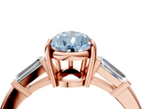Rose gold Fancy Blue Pear  Cut Diamond Ring with Tapered Baguette Side Stones in Four-Prong Setting_7