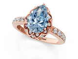 Rose gold Fancy Blue Pear Cut Diamond Scalloped Halo Engagement Ring with Round Shared Prong Band_13