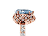 Rose gold Fancy Blue Pear Cut Diamond Scalloped Halo Engagement Ring with Round Shared Prong Band_17