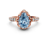 Rose gold Fancy Blue Pear Cut Diamond Scalloped Halo Engagement Ring with Round Shared Prong Band_24