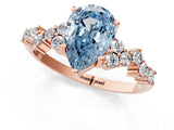 Rose gold Fancy Blue Pear Cut Diamond Scattered Round Accent Ring with Prong Setting_13