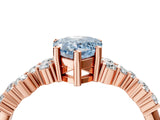 Rose gold Fancy Blue Pear Cut Diamond Scattered Round Accent Ring with Prong Setting_16
