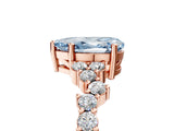 Rose gold Fancy Blue Pear Cut Diamond Scattered Round Accent Ring with Prong Setting_17